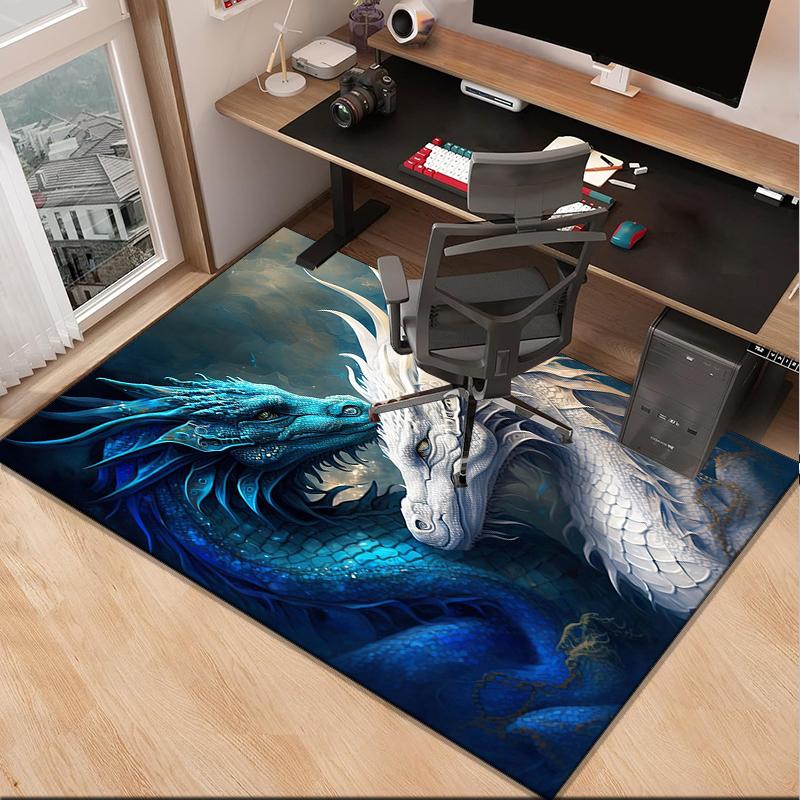 Fiery Dragon Artwork Office Rug Chair Mat, Entryway Carpet, Suitable for Front Door, Bedroom, Living Room, Desk, Holiday Gift