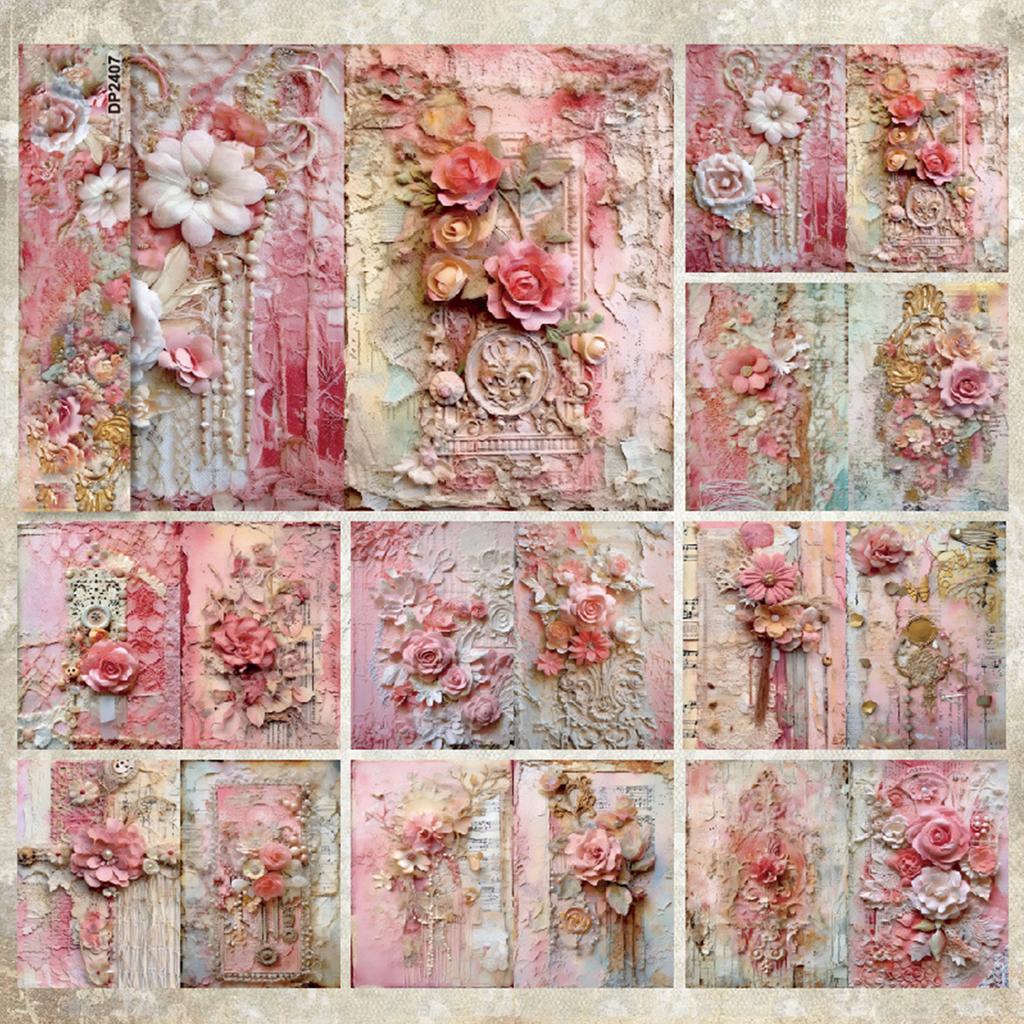 8 Blatt A5 Blumen Papier Scrapbook Papier Briefpapier Dekoratives Papier für Bastelarbeiten Scrapbooking Album Dekoration
