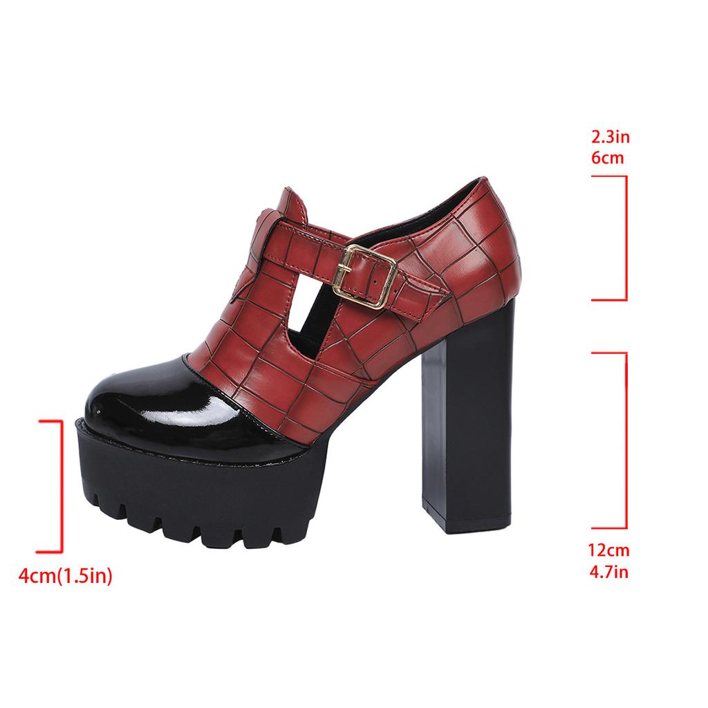 Elegant Deep Mouth Coarse Heel Casual Single Shoes for Women's  Autumn New Color Blocked Fashion Comfortable Versatile Pumps