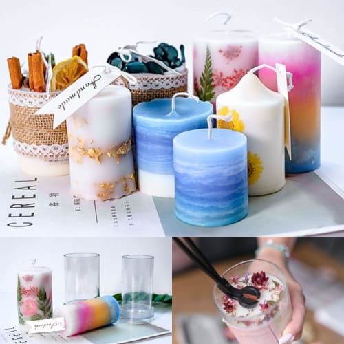 Leiasnow Cylinder Candle Mold for Soy Wax Handmade Candles, Plastic (7.5cm Diameter, Clear)