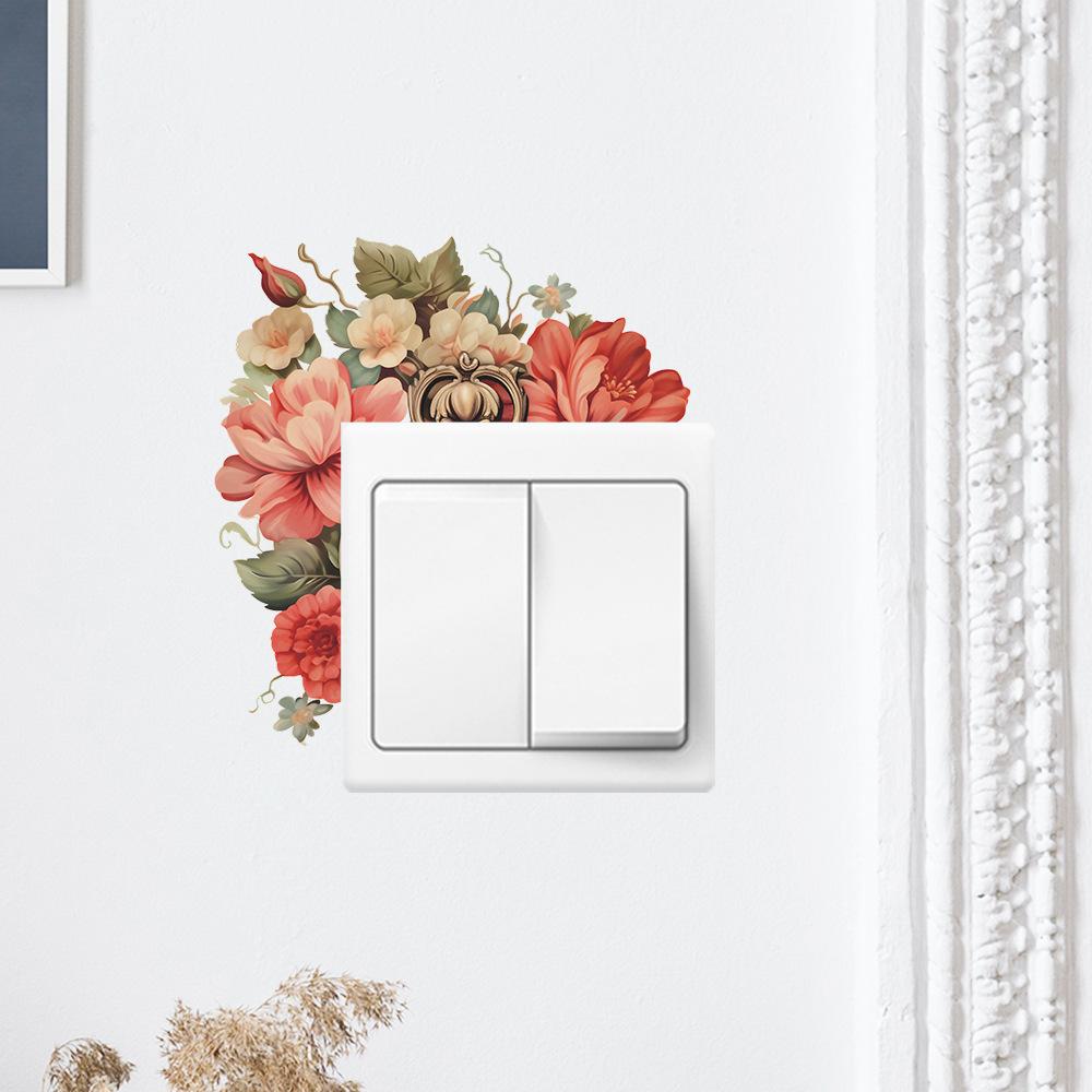 Aquarell Blume Blatt Schalter Befestigt Am Wohnzimmer Veranda Heimdekoration Wandaufkleber