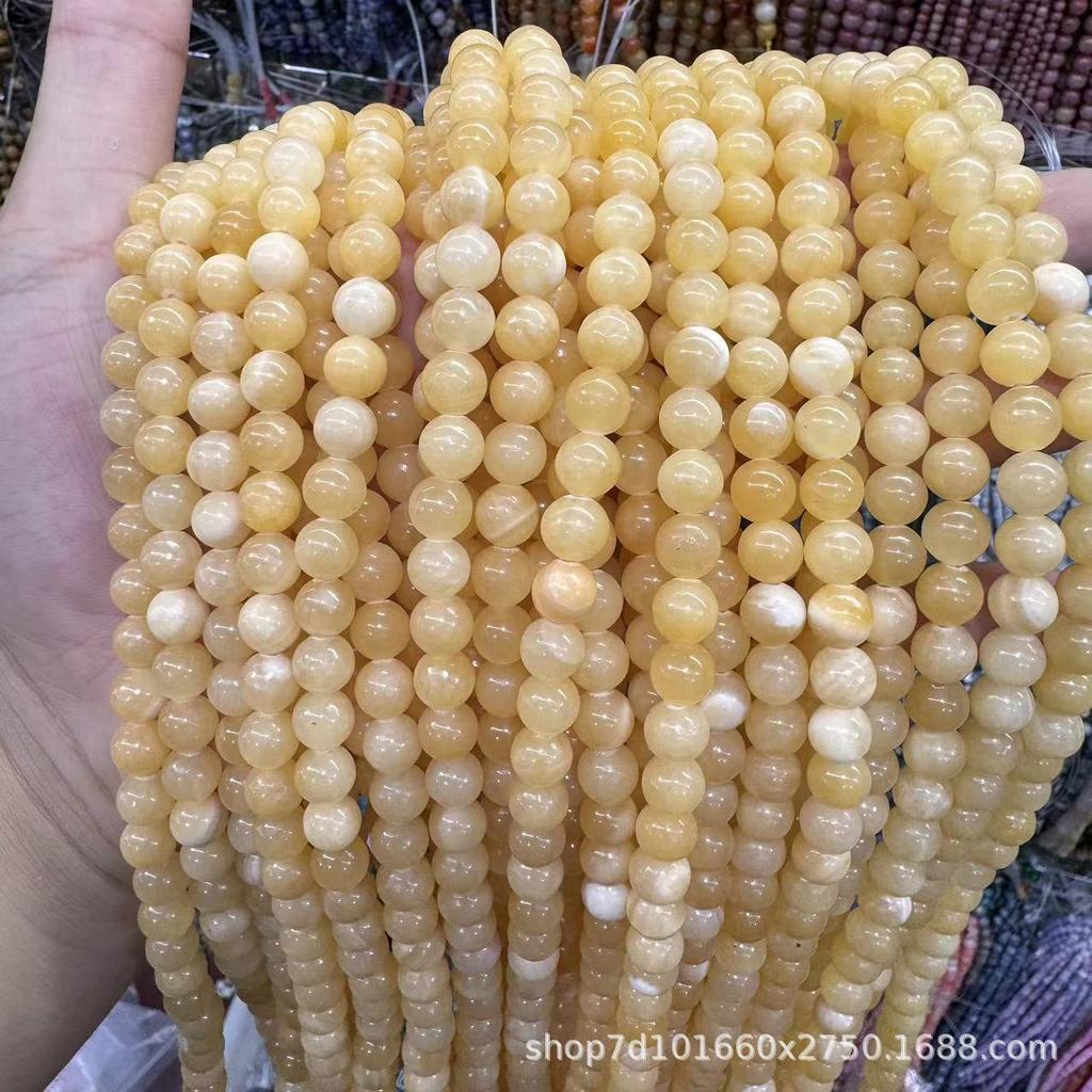 Natural Beige Jade Round Loose Beads - Popular DIY Jewelry Accessories
