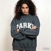 Womens Loose Fit Crewneck Sweatshirt Cotton Embroidered Casual Top Students