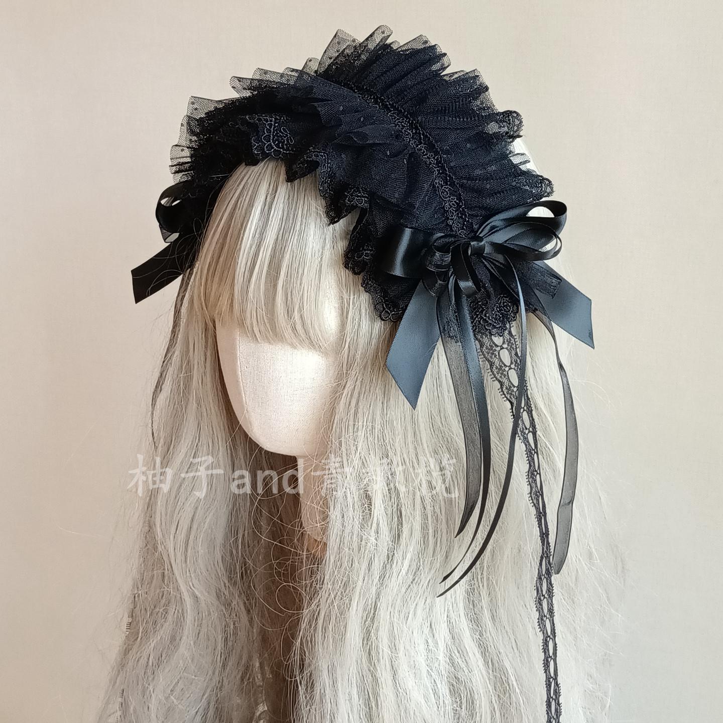 Lolita Gothic Veil Headband Dark Covered Headgear Subcultural Lace Veil Lolita Nun Hair Accessories