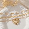 3pcs  Necklaces Elegant Women'S Love Pendant Imitation Pearl Beaded Multi-Layer Chain Party Banquet Jewelry