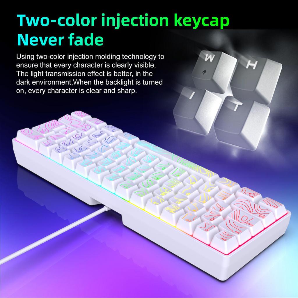 K401 מקלדת גיימינג קומפקטית 61 מקשים RGB