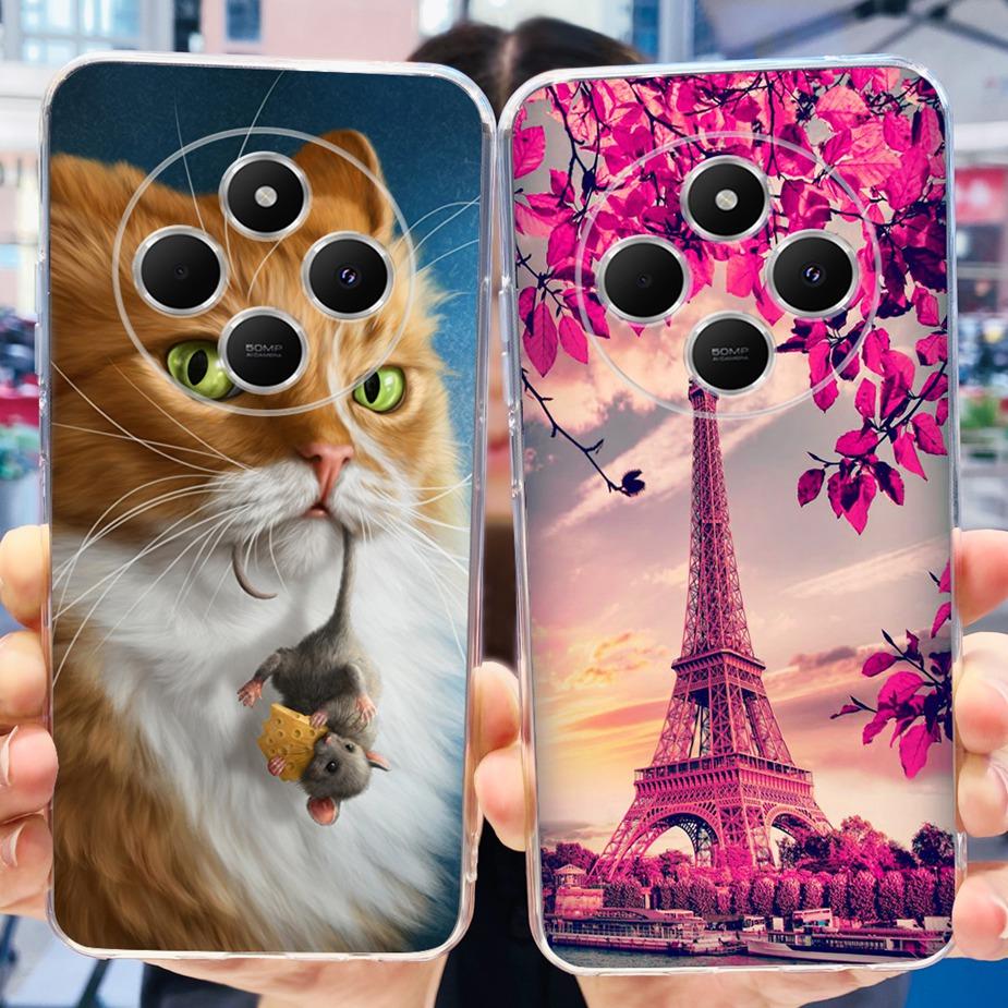 For Xiaomi Redmi 14C Case Cute Cat Butterfly Painted Cover Clear Silicone Soft TPU Phone Case For Xiaomi Redmi 14C Redmi14C Bags