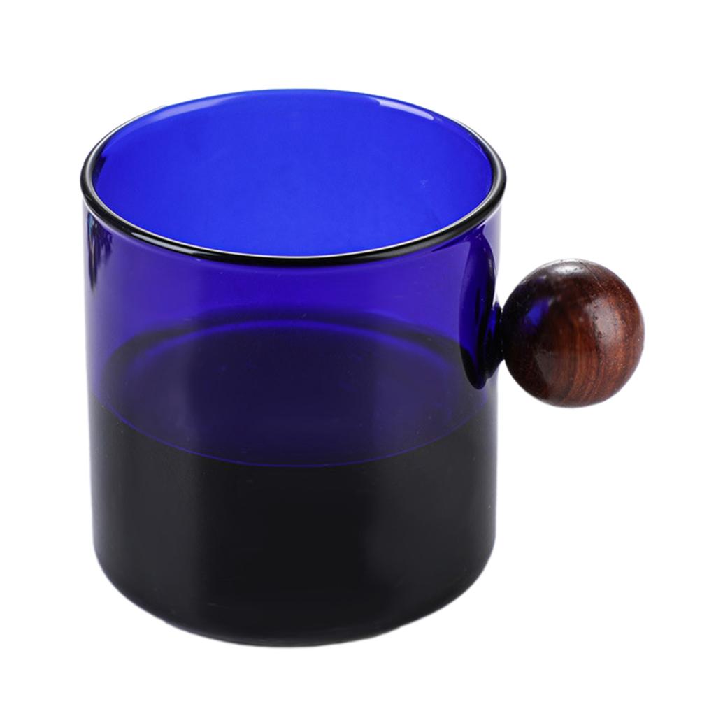 Colorful Glass Coffee Mugs With Wooden Ball Handle Multi-Purpose Espressos Hand Blown Drinking Tea Cup For Home 120/200ml