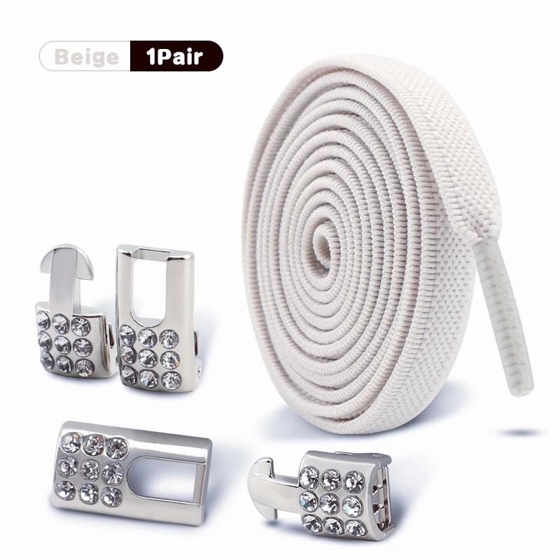 Diamond Lock Shoelaces Without Ties Elastic Laces Sneakers Outdoor No Tie Shoe Laces Kids Adult Wide Shoelace Shoe Accessories