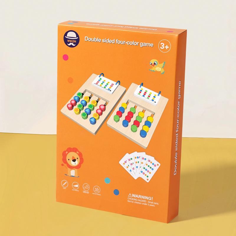 Four-Color Double-Sided Wooden Educational Game for Early Learning and Color Recognition