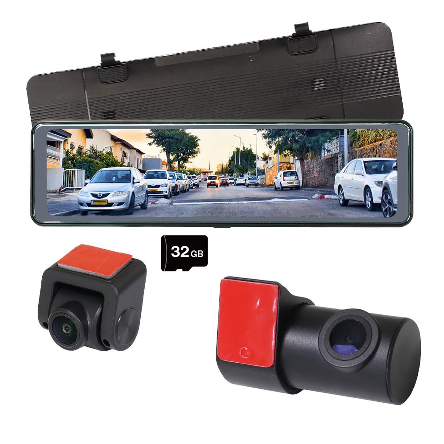 

MAXWIN Digital Mirror Drive Recorder with Full HD Inner LED Traffic Front and Rear Camera MDR-G012B 10.88-inch Mirror, HDR, Widescreen, Lights,