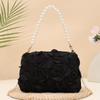 Elegant Women 3D Rose Floral Shoulder Bag Romantic Flower Pattern Pearl Handle Detachable Chain for Prom Graduation