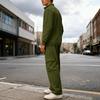 Men's Classic Casual Outdoor Activewear Set | Fleece Solid Color Quarter-Zip Stand-Collar Hoodie & Elastic-Waist Cargo Pants 2-Piece Outfit