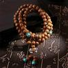 Wood Meditation Mala Tibetan 108 Rosary Wenge Buddhist Turquoise Bracelet