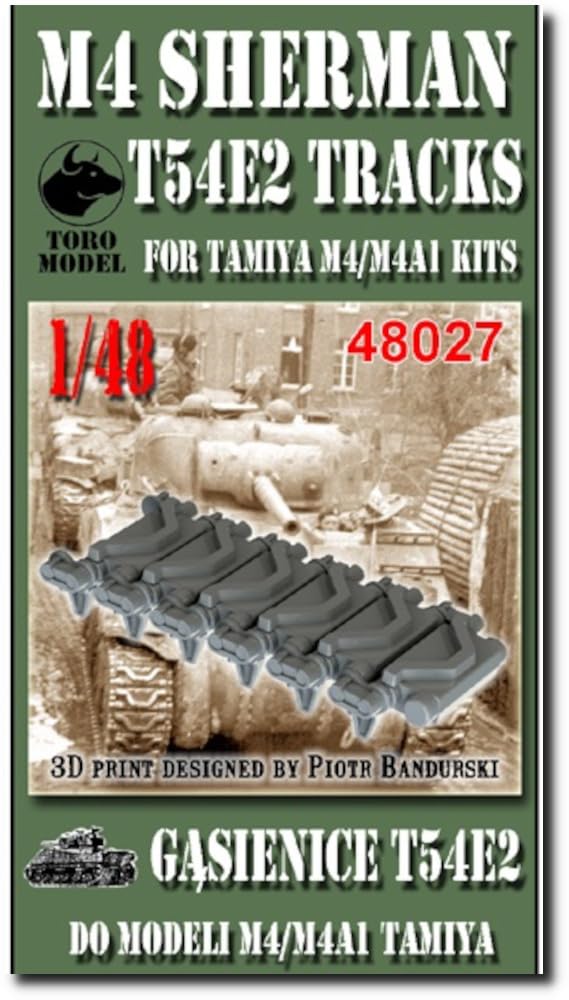 

Toromodel 1/48 M4 Sherman T54E2 Tracks (for Tamiya M4/M4A1) 3D Printed Plastic Model Parts TRM3D48027 (Tank)