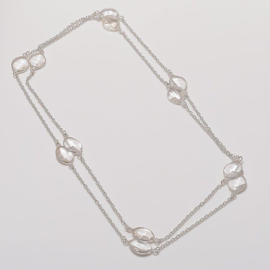 

Натуральний білий топаз Дорогоцінний камінь Срібло 925 проби Ювелірний виріб Кольє 18 ASN-5971