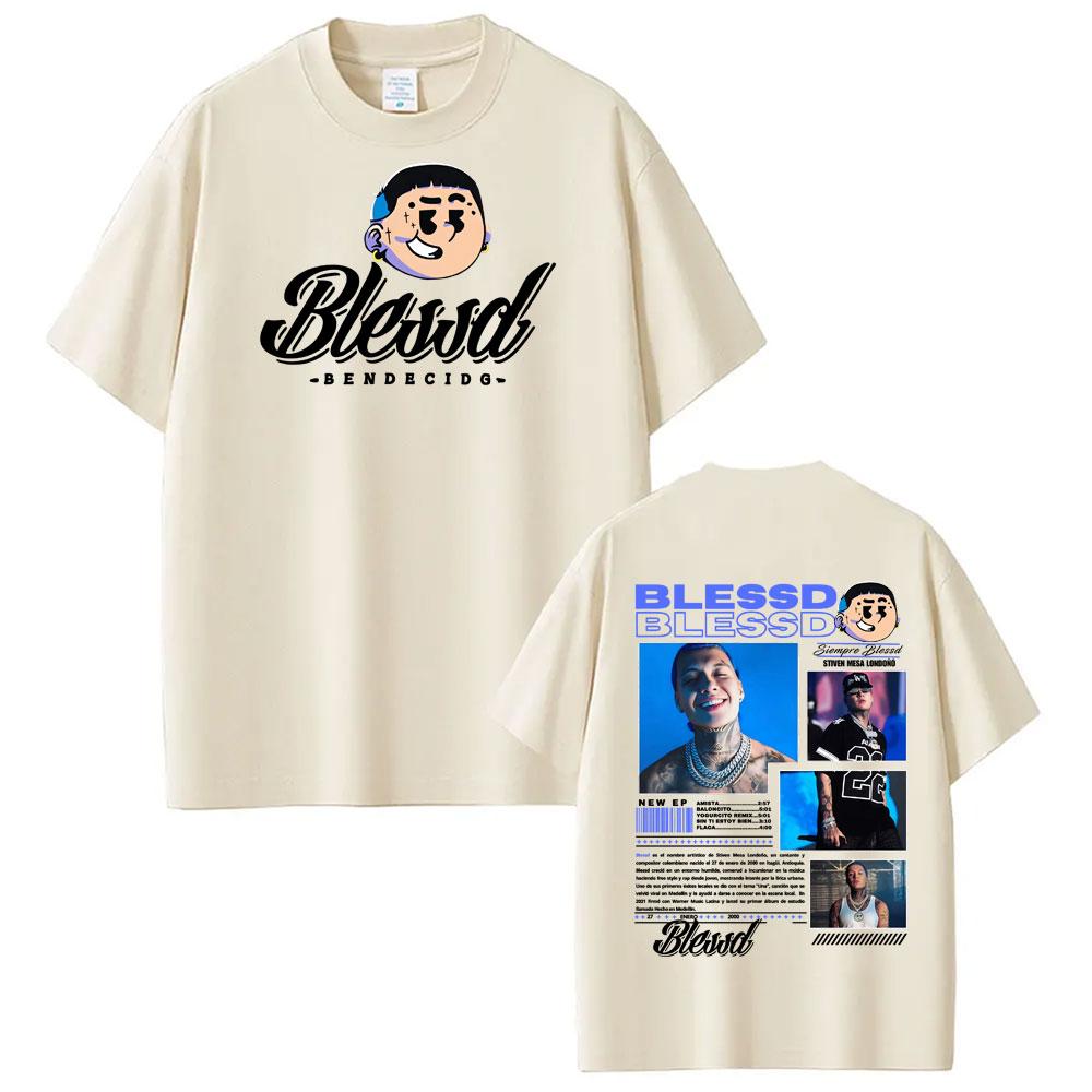 Blessd El Bendito Album Tour 2026 Graphics T Shirt Unisex Women Hot Sale Oversized Classic Tshirts Vintage Fashion Hip Hop Tshirt