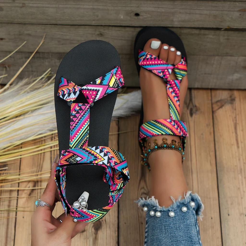 Fashion Summer Flat Women Shoes 2024   Hemp Rope Set Foot Beach Thick Sole Sandals Outdoor  Casual Slippers Large Size Women Sandals