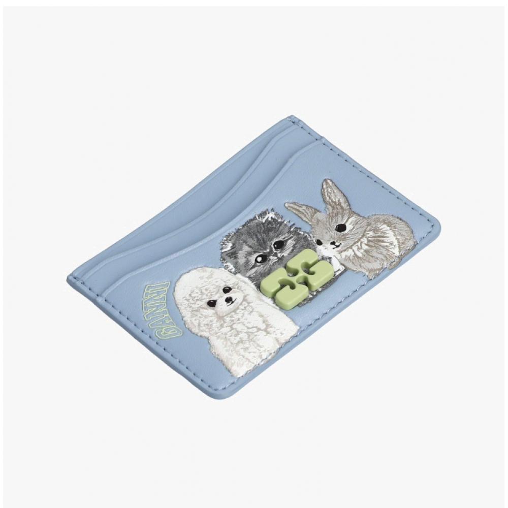 Ganni Animal Graphic Butterfly Logo Card Wallet A6771 326