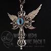 Natural Blue Devil's Eye Pendant Ornament Creative Devil Wings Cross Necklace
