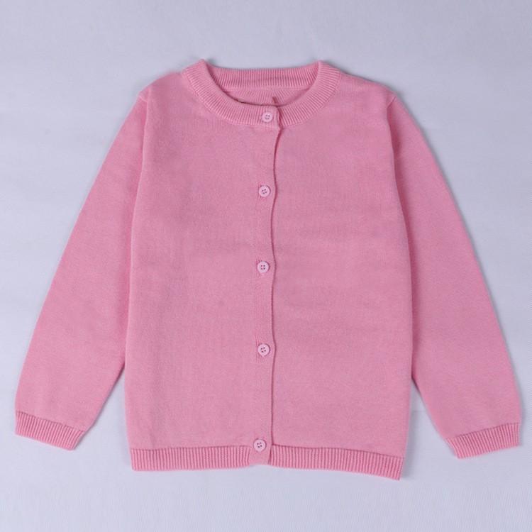 Girls Spring and Autumn Solid Color Knitted Cardigan Sweater Long-sleeved Cotton Jacket