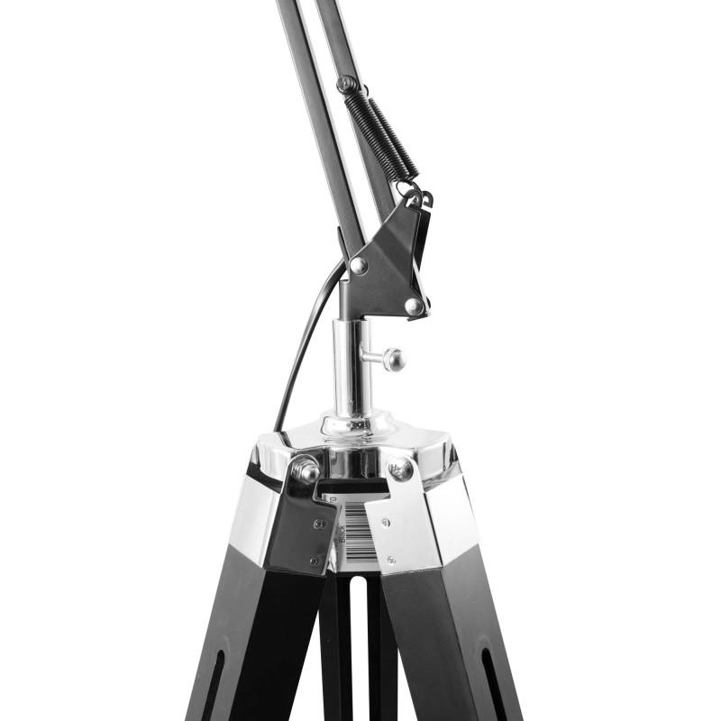 Gasoline - Office Noir - Lampadaire Décoratif - Bois Et Métal - Pied 170 Cm - Abat-jour 20 Cm