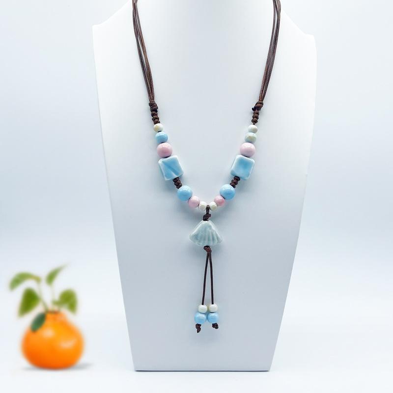 Accessories, Jewelry, Woven Beaded Sweater Chain, Ceramic Necklace, Female Niche Feeling Does Not Fade
