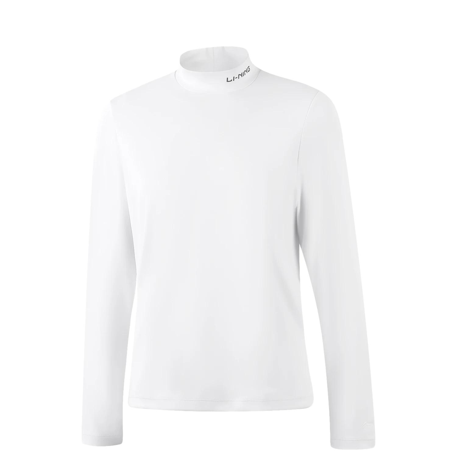

Li-Ning Удобная однотонная футболка с воротником-стойкой, простая, универсальная, повседневная, с длинным рукавом, женский топ ATLV350-5 S