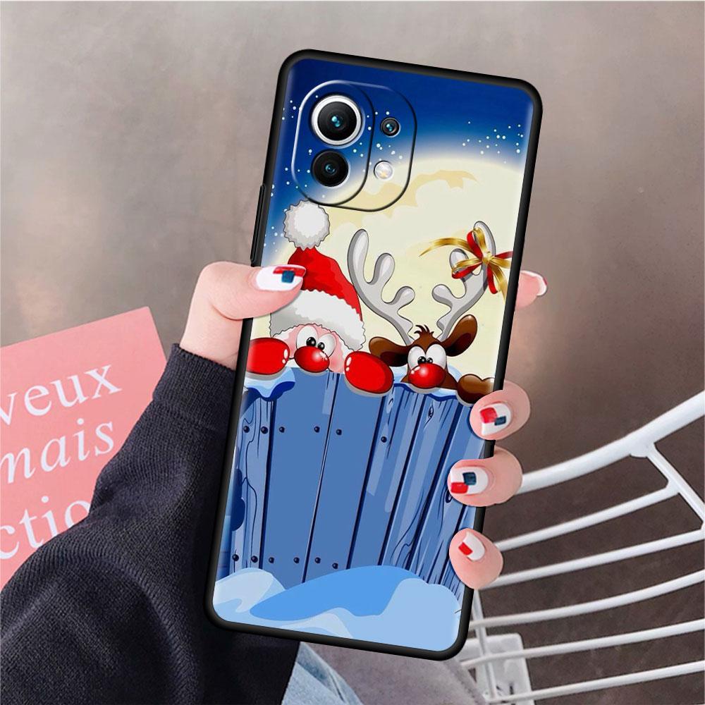 Soft Silicone Case For Xiaomi Mi 11 Lite 5G NE 11T Pro 12S Ultra 12 Note 10 10T 9T TPU Phone Cover Bumper Funda Merry Christmas