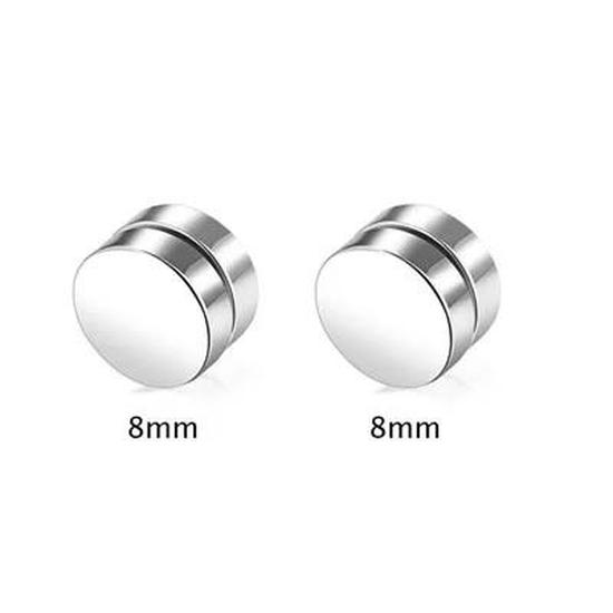 Classic 6/8/10 Mm Double Side Black Magnet Round Circle Punk 316L Stainless Steel Stud Earrings for Women Men Magnetic Ear Studs