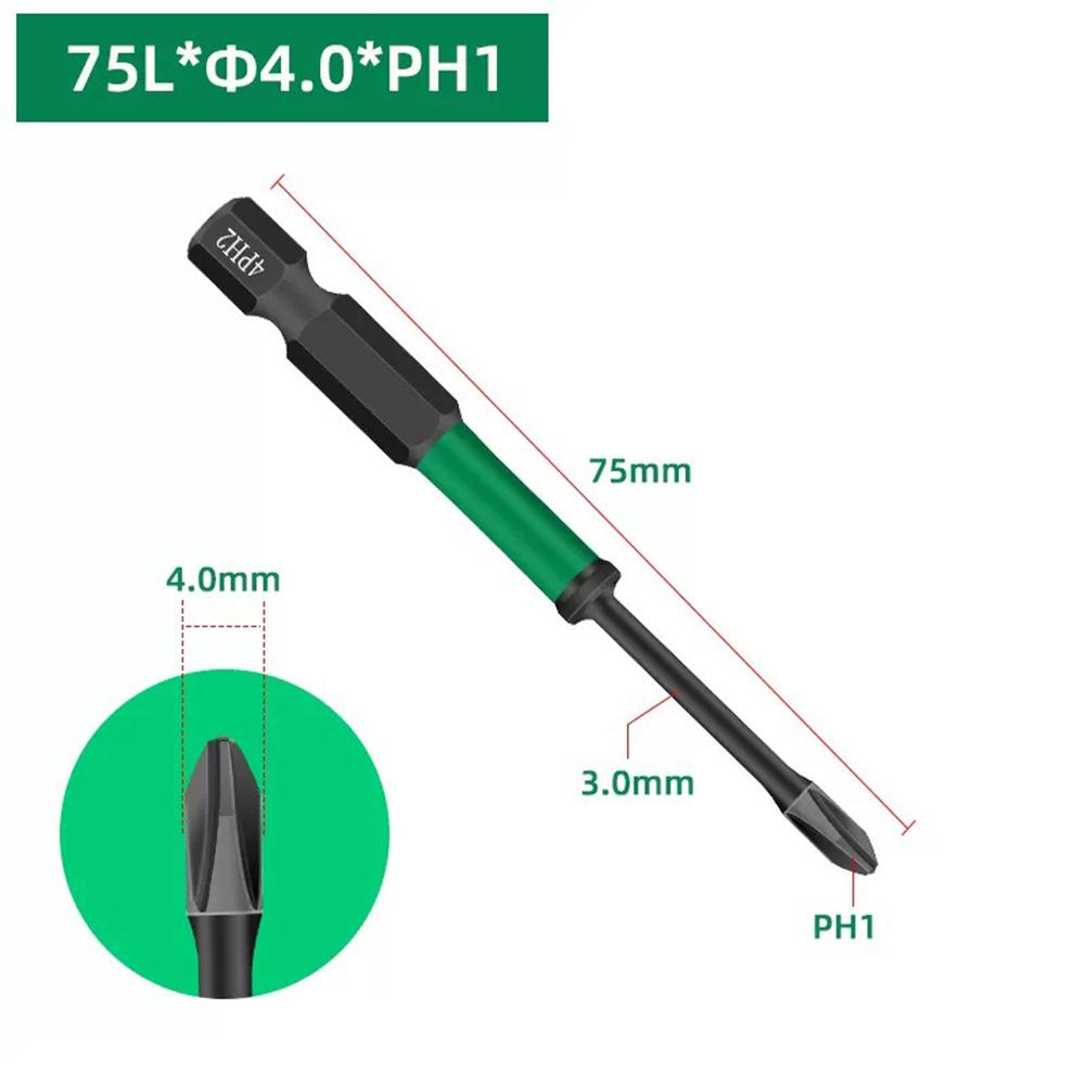 10pcs/set 75mm PH1 PH2 Magnetic Cross Screwdriver Bits 1/4inch Hex Shank For Hinge Installation Furniture Assembly
