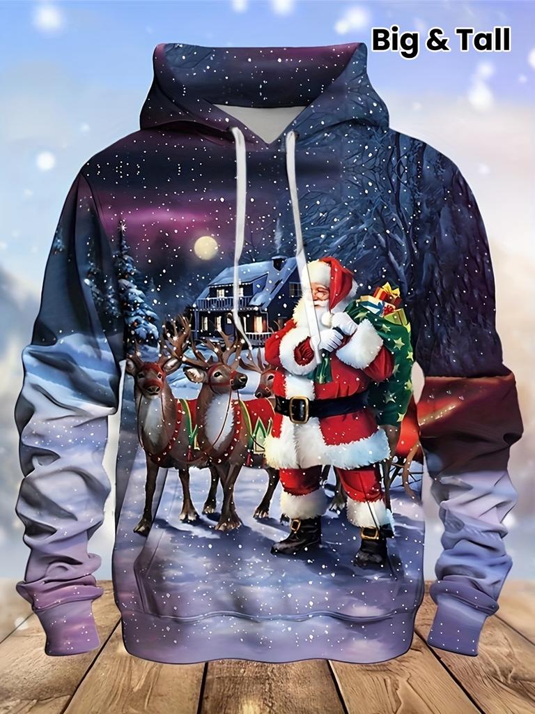 3D Printed Santa Claus Graphic Adult Hoodies Christmas Family Party Stylish Sweatshirts Reindeer Casual New Year Unisex Clothes