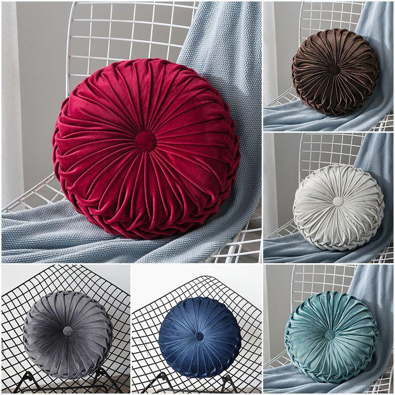Luxurious Plush Pleated Round Pumpkin Pillow Soft Touch Couch Cushion Floor Decor