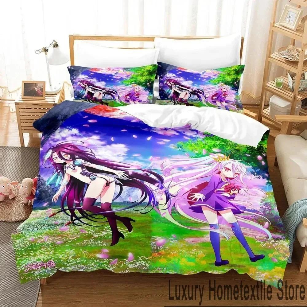 3D No Game No Life Anime Bedding Set Boys Girls Twin Queen King Size Duvet Cover Pillowcase Bed boys Adult Home Textileextile