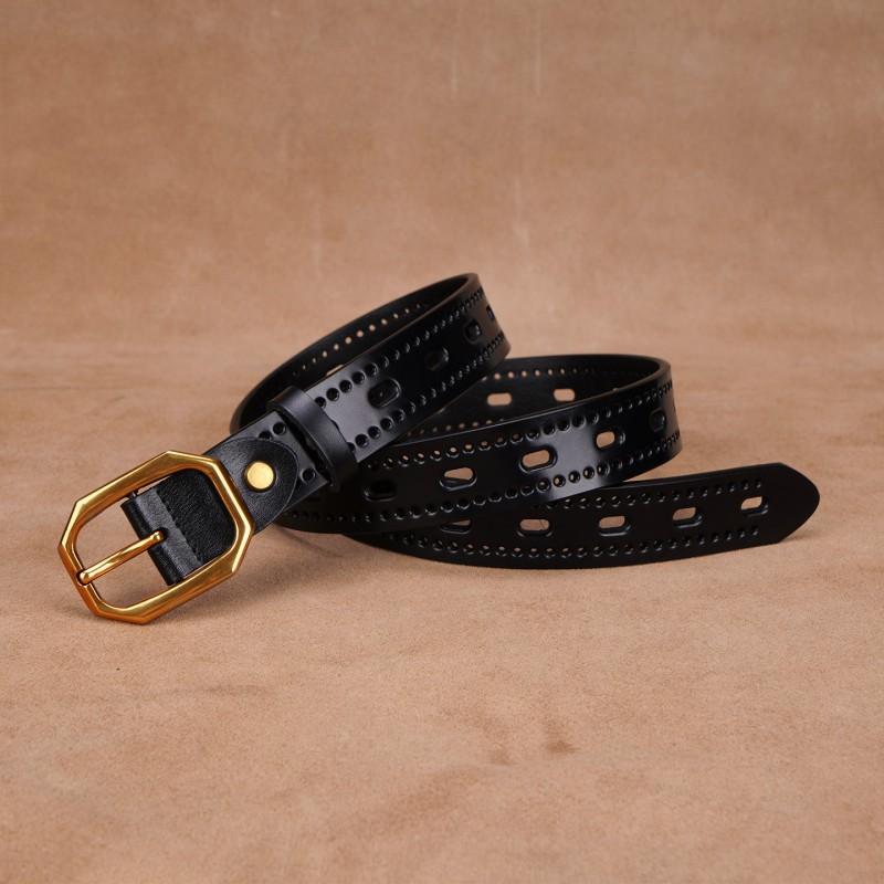 Womens Genuine Leather Belt With Pin Buckle Adjustable Waistband Jeans Trousers Classic Black Brown Office Casual Wear