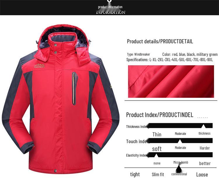 Unisex Plus Size Windproof Winter Jacket, Waterproof Warm Outerwear for Outdoor and Mountain Adventures.
