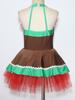 Kinder Mädchen Lebkuchenmann Kostüm Weihnachtstanz Ärmelloses Tutu Kleid Ärmelloses Kleid