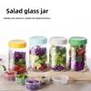 32OZ Glass Salad Jar Leakproof with Lid Salad Containers Sealed Dry Wet Separation Oat Jar For Picnic Office Fitness