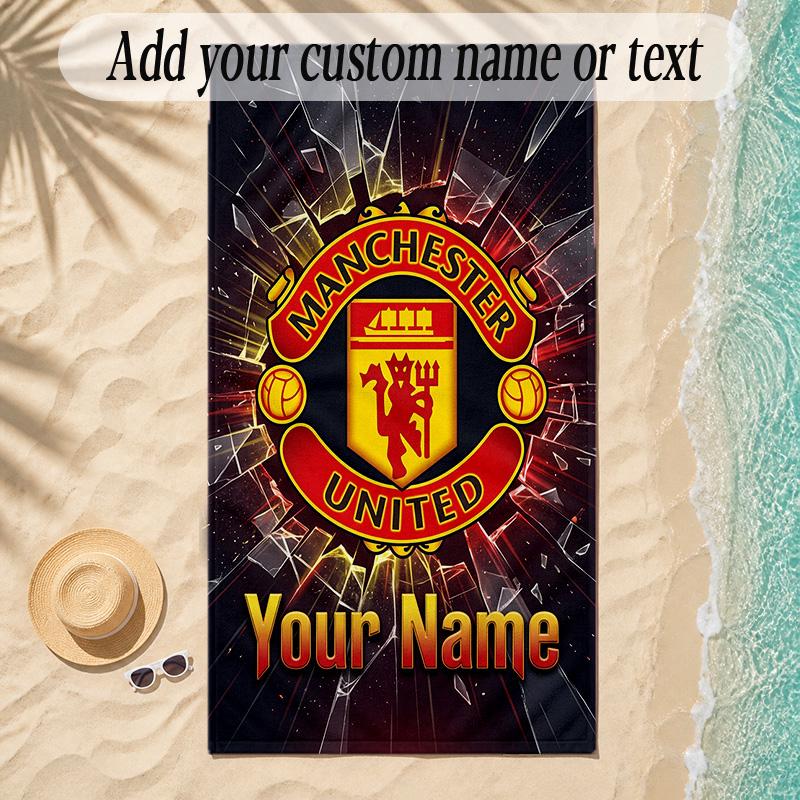 Beach TowelManchester United Custom Name Text Personalized Soft Towel for Beach Pool Indoor Home Decor Gift