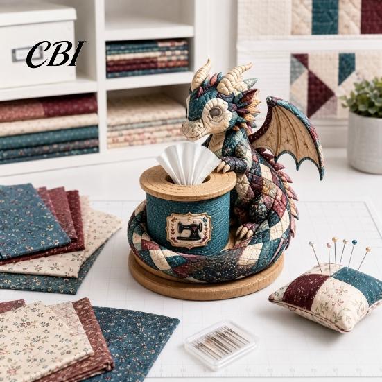 Cabin Style Sewing Kit Quilted DIY Patchwork Tissue Box Kit, with Pre-Cut Fabric, Cover Whimsical Woodland Animal Box, for Adults Beginners Bush Quilt