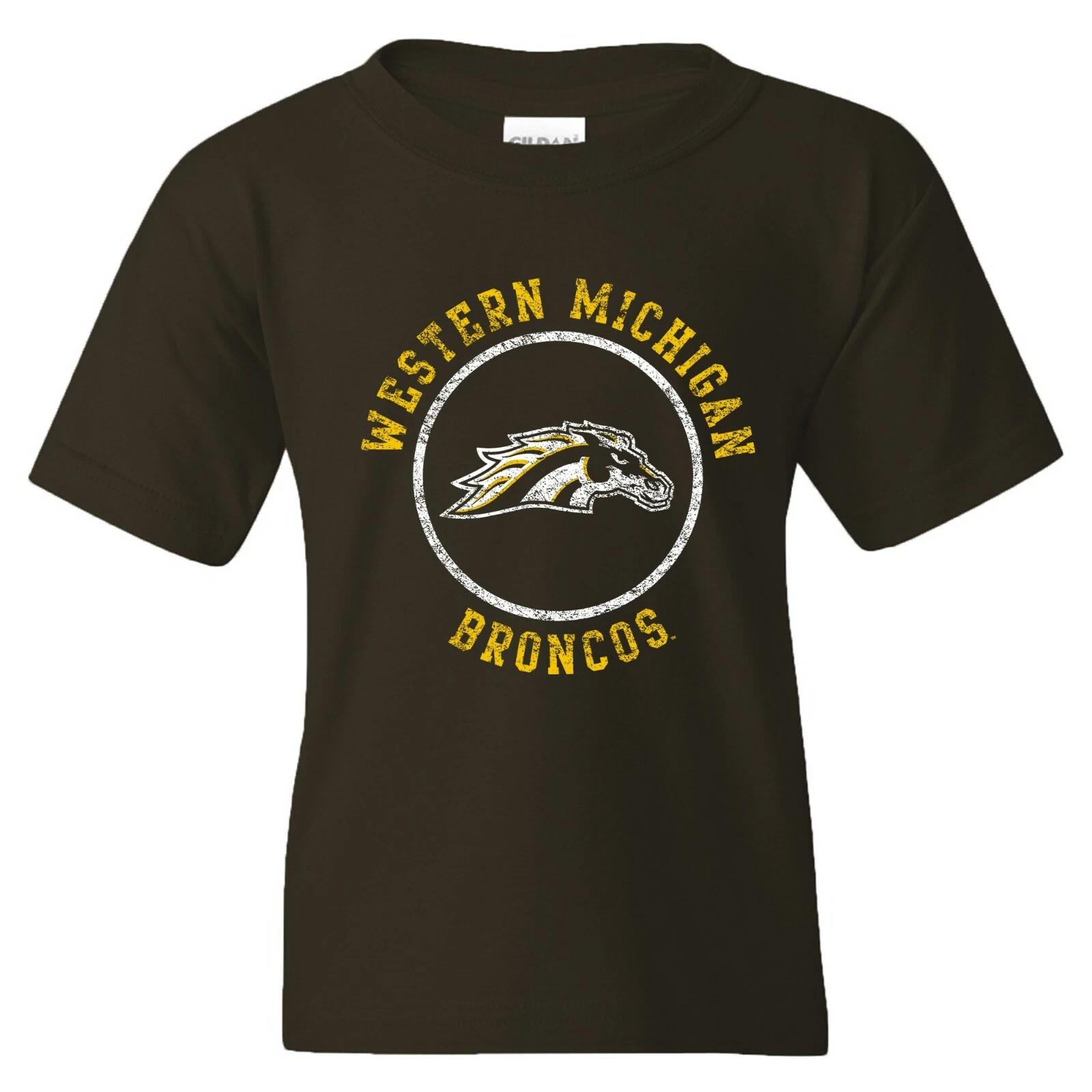Western Michigan Broncos Distressed Circle Logo Youth T-Shirt - Dark Chocolate M
