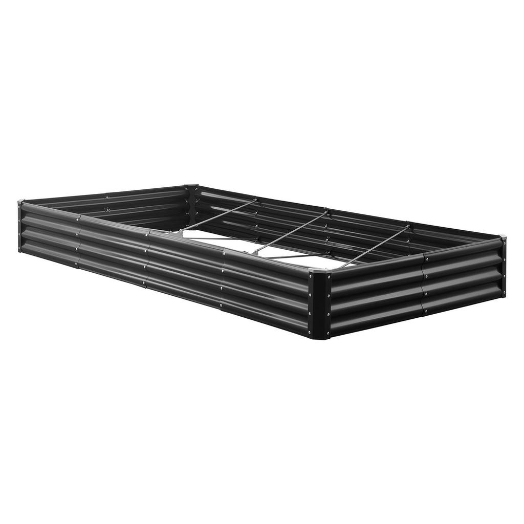 Metal Raised Garden Bed, 2.4 X 1.2 X 0.3 M Outdoor Galvalume Planter Garden Box, Open Bottom Design, Large Planter Raised Bed for Growing Vegetables,