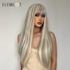 Synthetic Long Straight Grey White Wigs with Bangs Wig for Women Party Gala Cosplay Lolita Hair Heat Resistant Natural