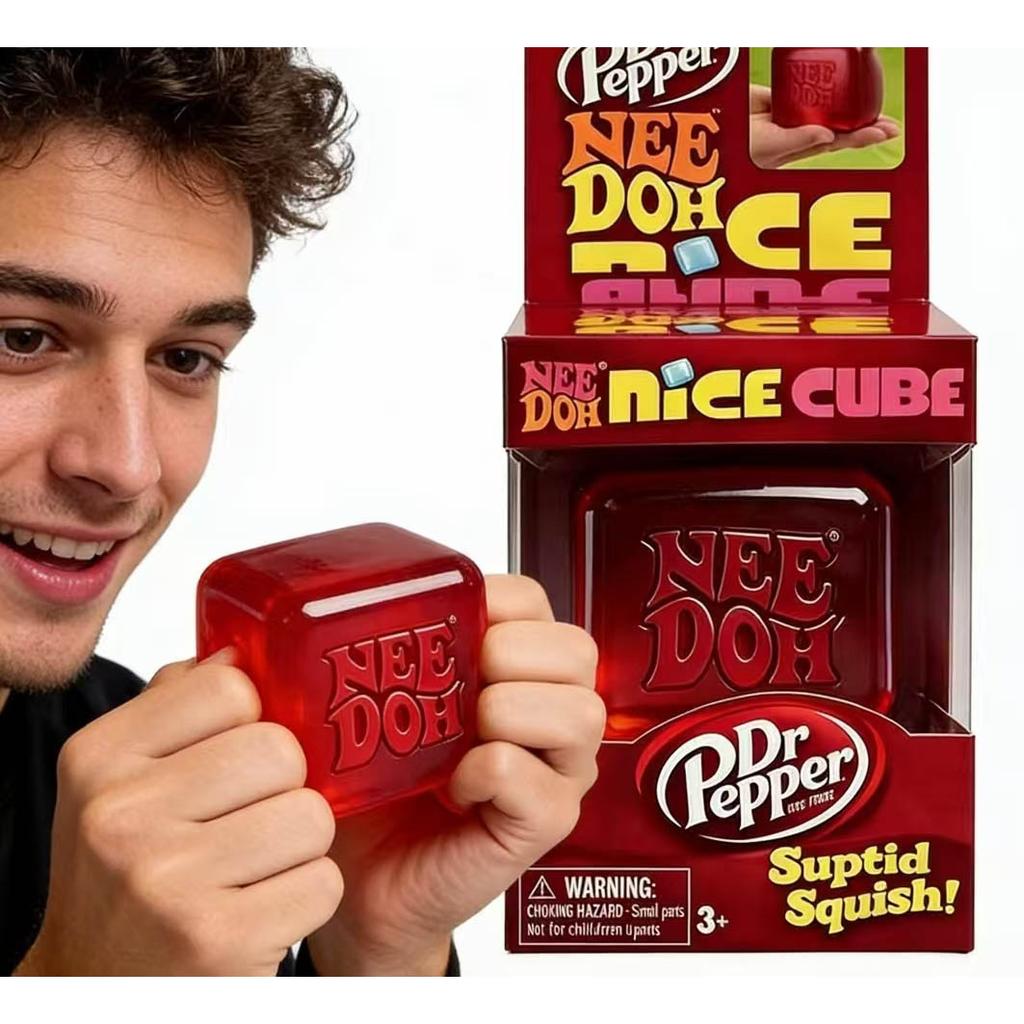 Schylling NeeDoh Dr Pepper Squishy Toy Stress Relief Soft Squeeze Fidget Cube for Kids Adults Anxiety Sensory Festival Gifts