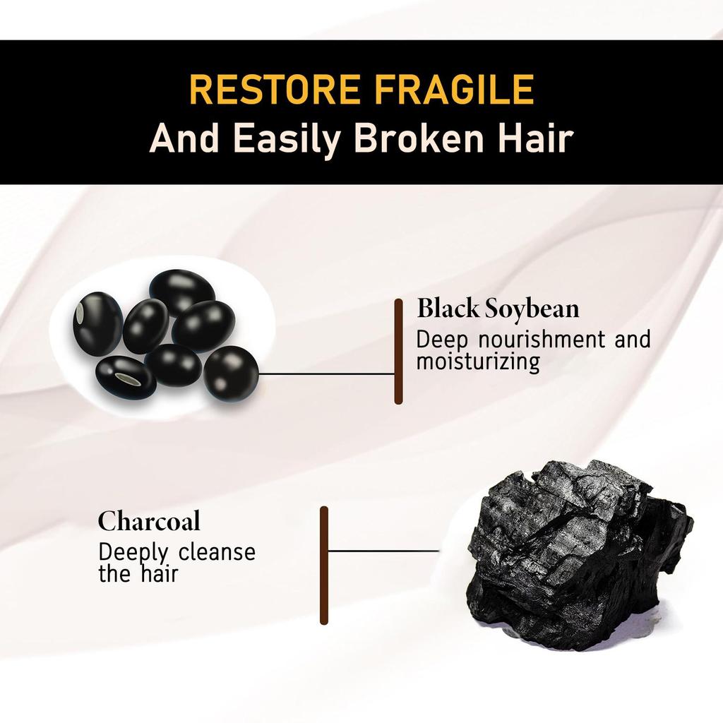 Black Soybean & Charcoal Shampoo Soap-Cleanse and Moisturize Dry, Brittle Hair-Strengthen Hair With Black & Charcoal, 100g
