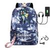 Harajuku Jugendliche Schultaschen Unisex Genshin Impact Reisetaschen USB-aufladbar Oxford Wasserdicht Notizbuch Schulterrucksäcke