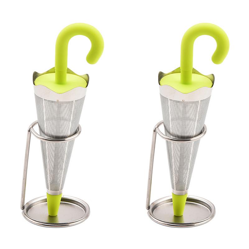 WTEMPO 2PCS Creative Umbrella Shaped Tea Strainers Silicone Stainless Steel Tea Filter Household Tea Filter