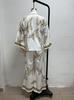 Pink Gold Butterfly Print Women's Two-Piece Suit with Lapel Wide Sleeve Shirt and Drape Wide-Leg Pants
