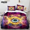 3D Barevný Oči Povlak na přikrývku Mikrovlákno Vintage Vševidoucí oko Tetování Povlak na přikrývku Boho Mandala Ložní souprava Plná Jednolůžková King Size