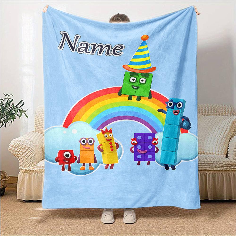 Custom Name City Colorful Cubes Party Blanket For Couch Bed Plush Cozy Fuzzy Blanket Super Soft Warm Blankets For Fall And Winter 0916152